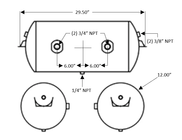 Elite Air Tank - 12" Dia. X 27" Long - 2850 Cubic Inch- Smil | ETP-AT1217 - Image 2